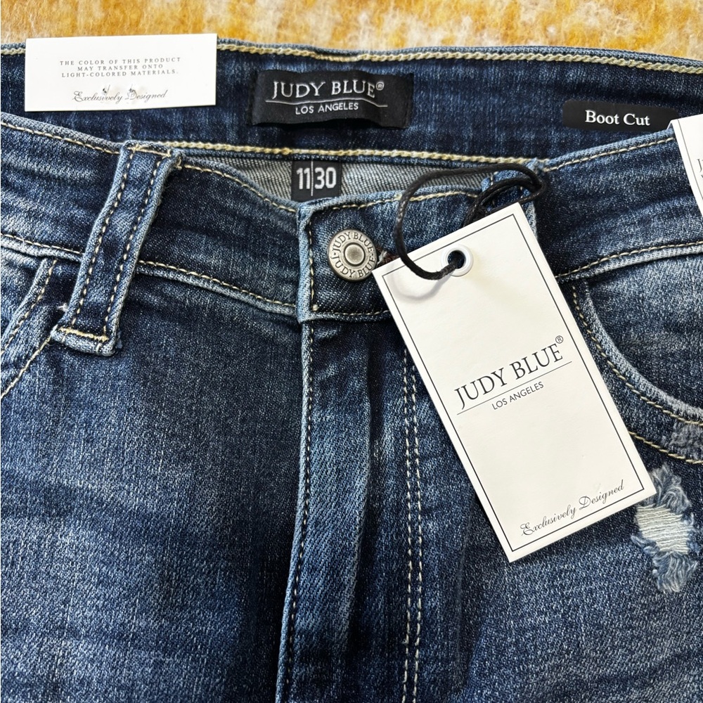 LIMITED TIME ONLY Judy Blue Full Size Mid Rise Hand Sand & Destroy Bootcut Jeans - Picture 15 of 16